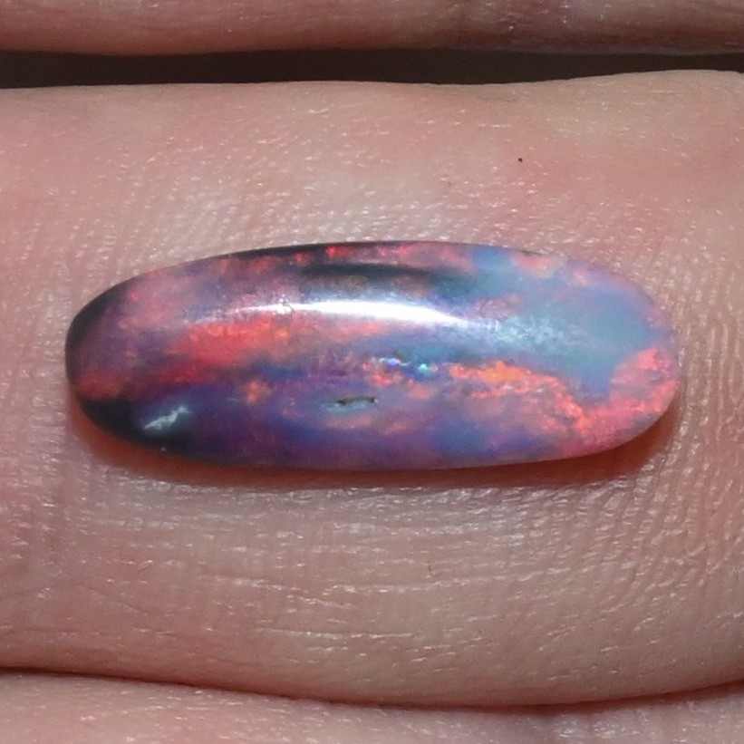 Lightning Ridge Red On Black Solid 2.34ct 19mm x 7mm x 3mm