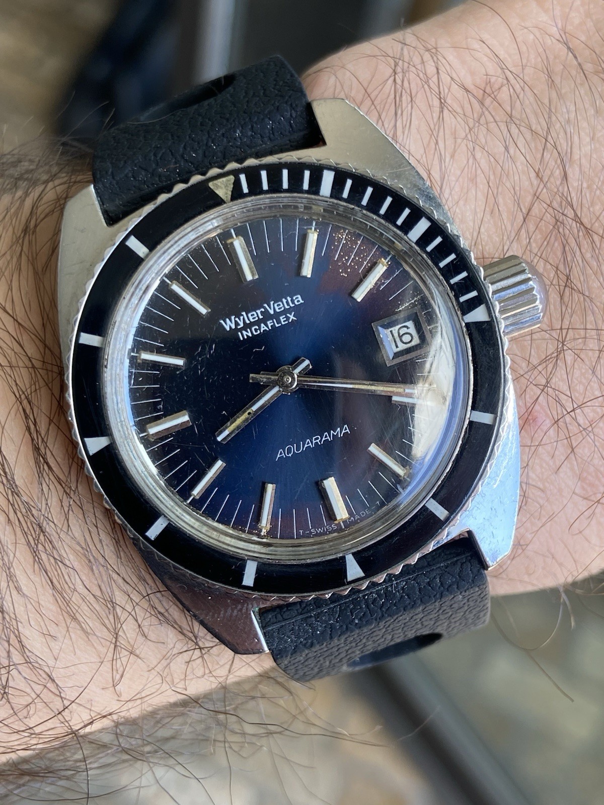 Vintage Rare Wyler Vetta Aquarama Automatic Diver Sub Watch