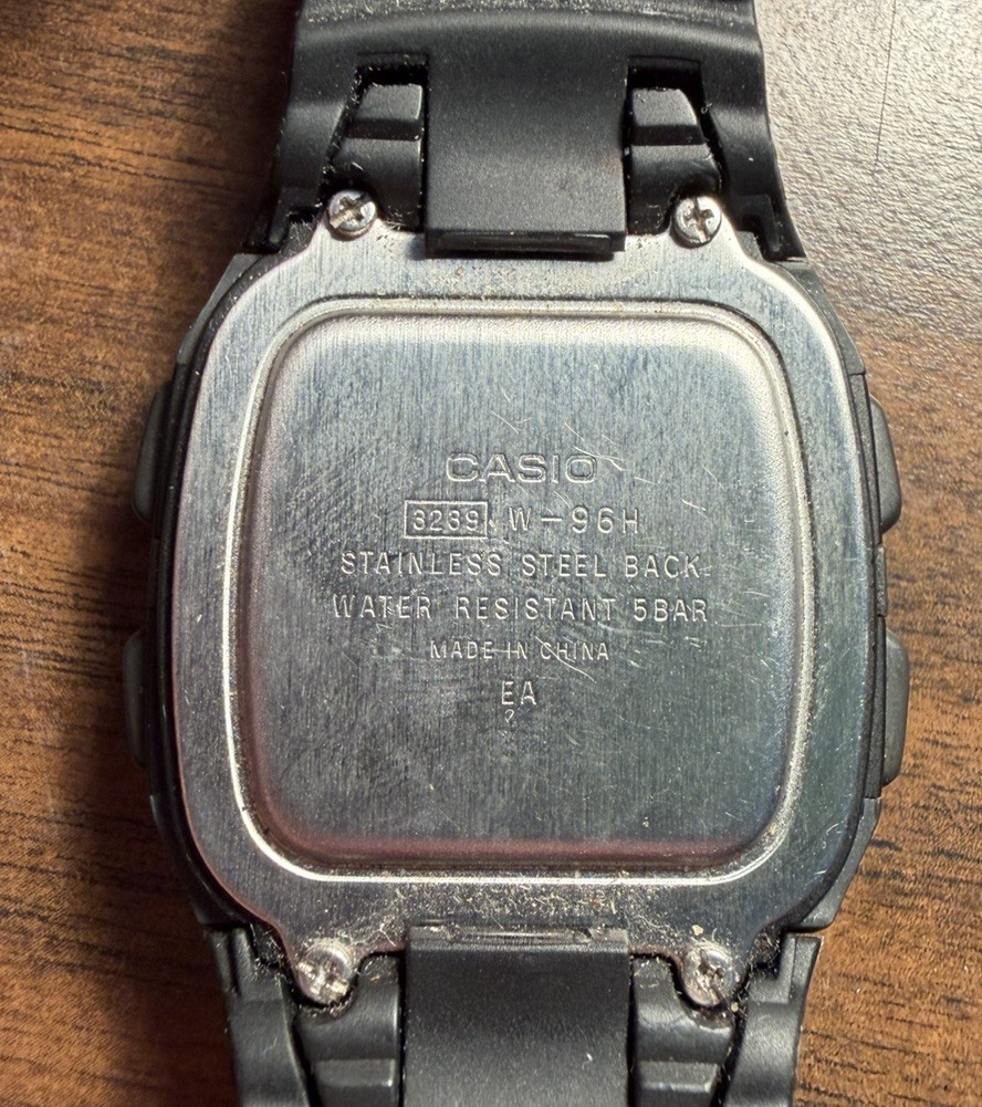 Casio Watch 3239 W-96h Illuminator Digital Black Band Chrono Dual Time Alarm
