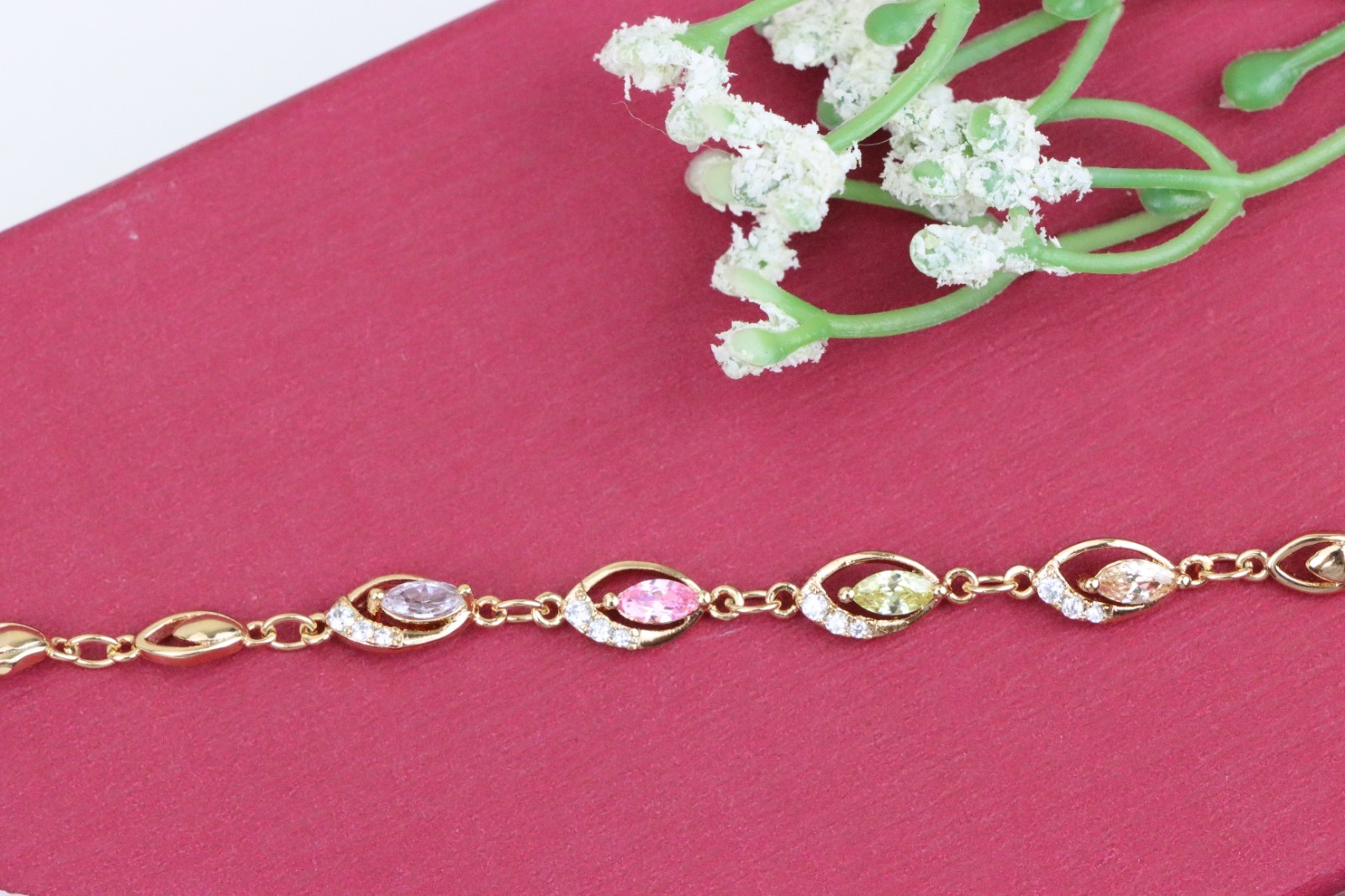 with Multicolor Stones and Crystals, XPBL0789 Rose Gold Bracelet