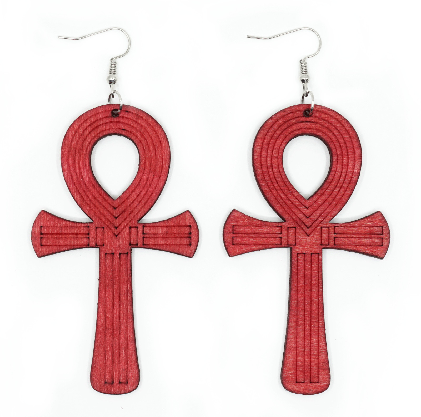 TB Colorful Wood Anka Ankh Cross Life of Symbol Fashion Jewelry Women Earrings