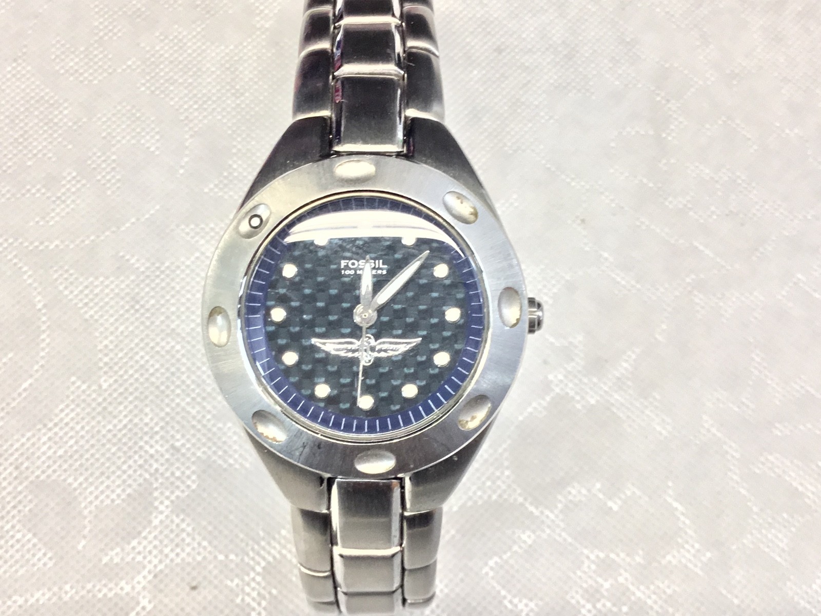 Fossil Silver Black 100M 330 Feet Atm Vintage Women’s Watch – Working Well