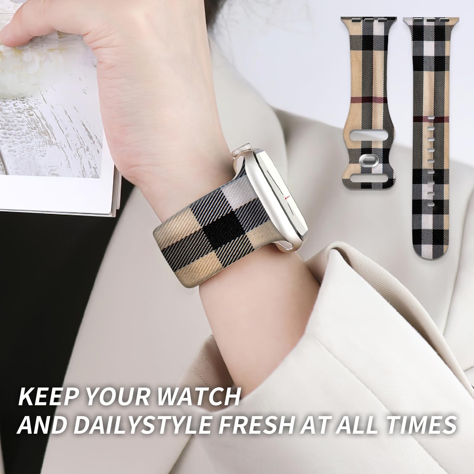 Watch Band Compatible with Apple Watch 38mm 40mm 41mm Soft Silicone Wristband…