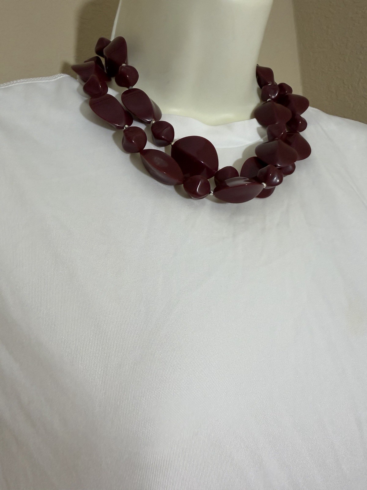 Statement Chunky Burgundy / Berry-red Necklace