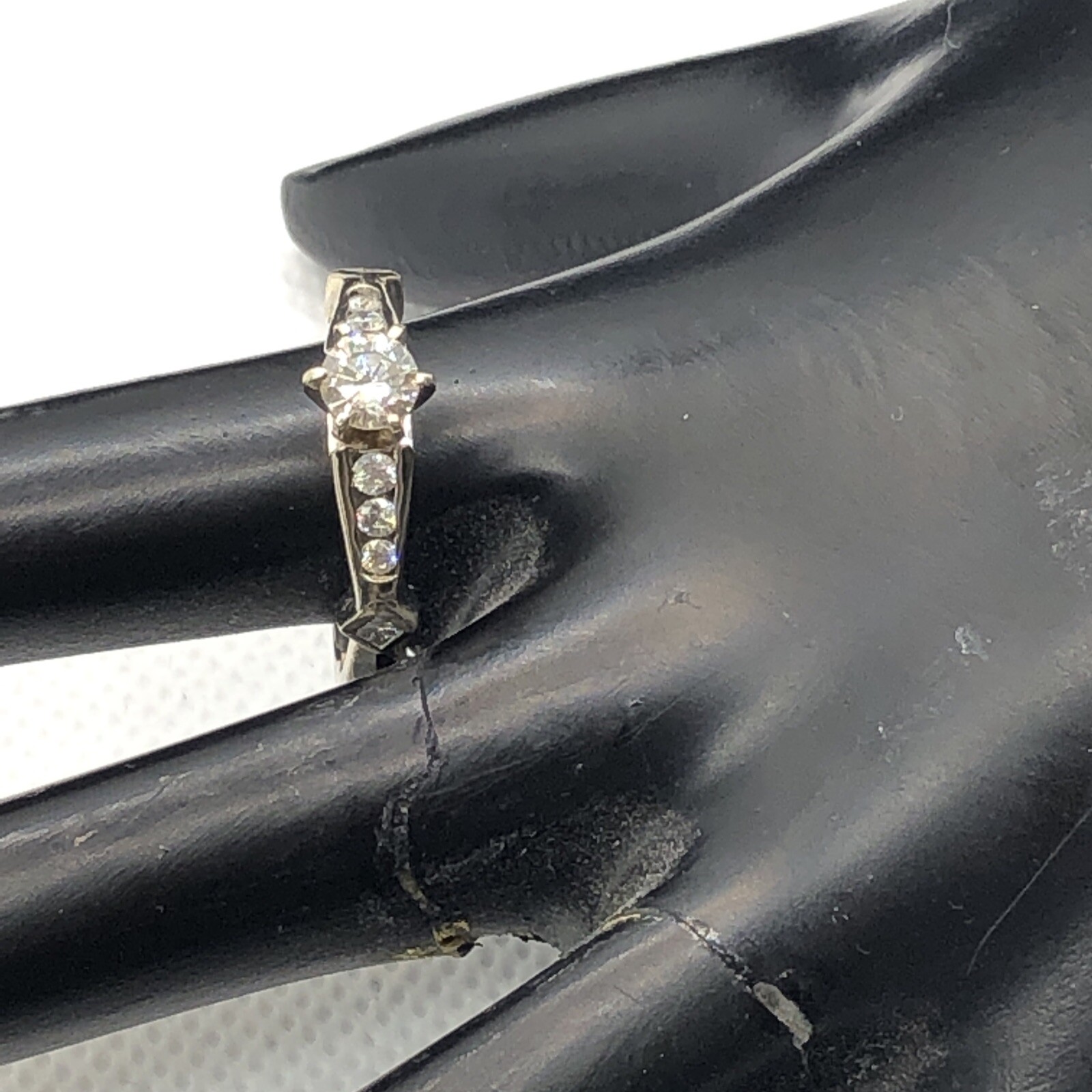 14K Two Tone Gold Solitaire 0.38CTW with Diamonds 0.37CTW Engagement Ring 4.7gr.