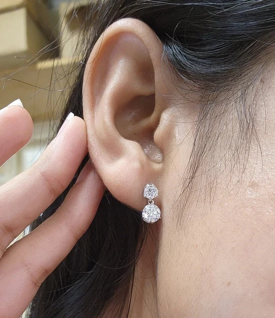 Real Moissanite 2.00Ct Round Cut Stud Woman’s Earrings 14K White Gold Plated