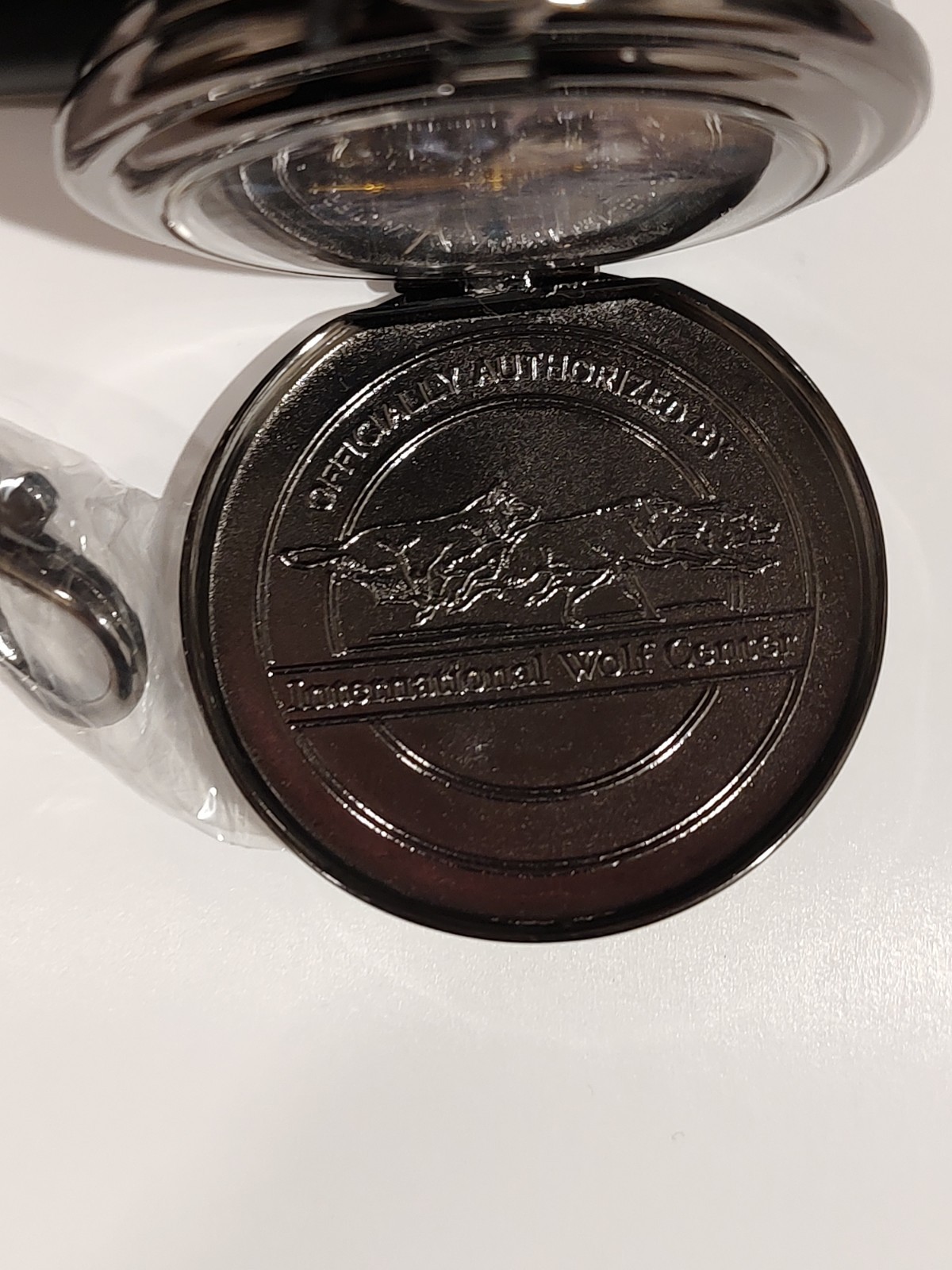 Vintage Franklin Mint “Spirit of the Wolf” Pocket Watch with Black Pouch Working