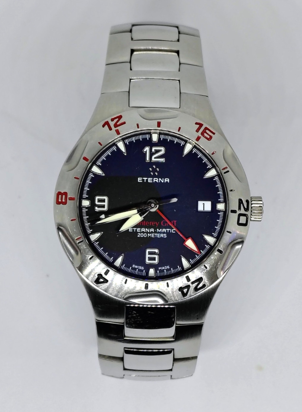 Eterna Monterrey GMT Automatic Watch Model 1612.41 Stailess Steel 200M