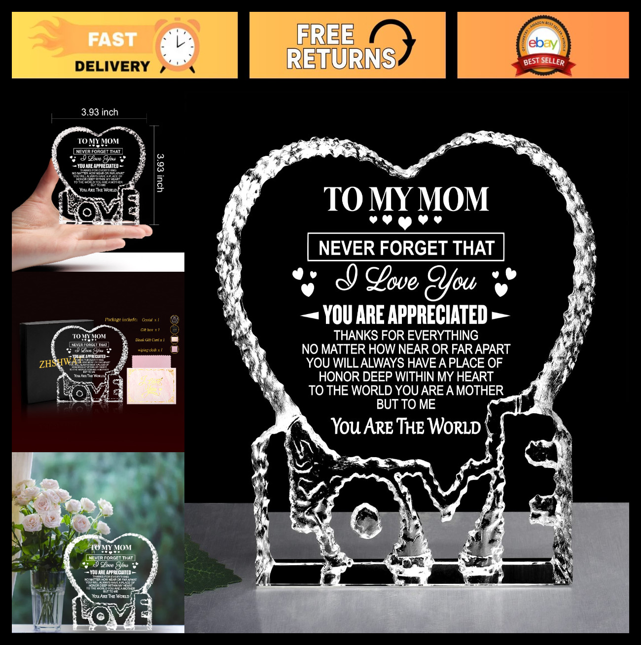 K9 Crystal Keepsake Gift for Mom – Perfect for Mother’s Day, Birthday & Annivers