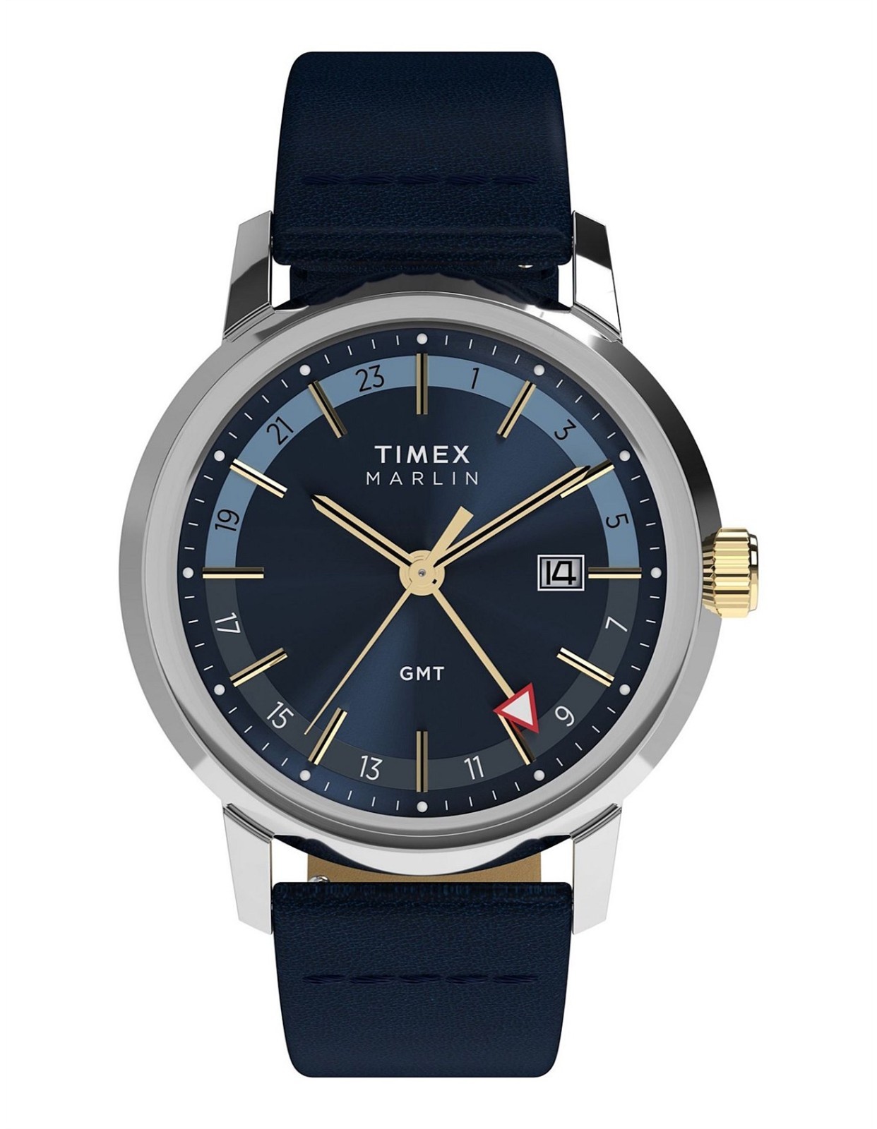 Timex Marlin GMT Classic Vintage Style Stainless Steel 40mm Watch TW2Y47600