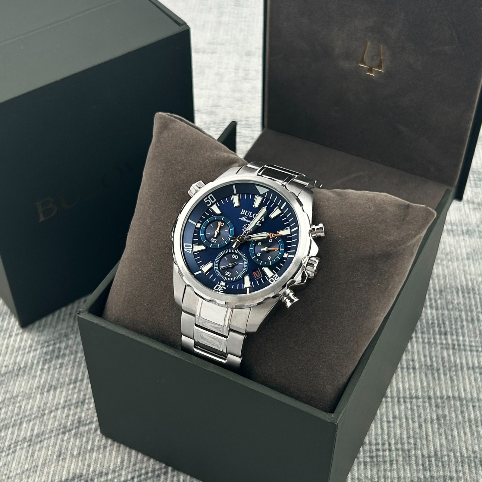 Bulova Marine Star 96B256 Blue Dial Chronograph Men’s Quartz Watch | 43mm