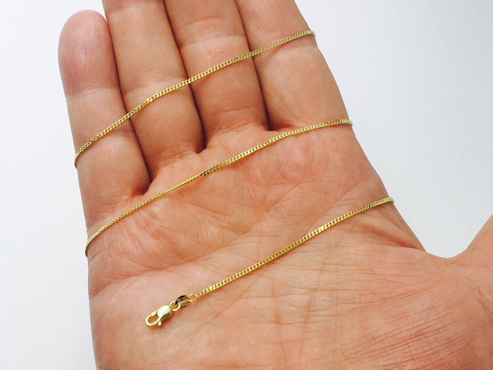 10k Solid Gold Gourmette Curb Box Link 24″ 1.5mm 3.3 gram pendant chain Necklace