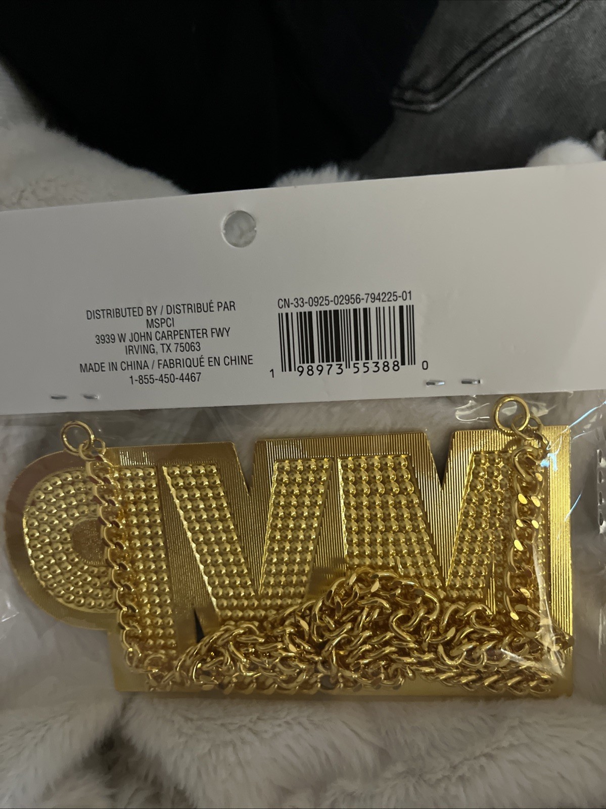 Unisex Man Women Celebrate MVP Bold Gold Tone Rhinestones Necklace Chain NWT