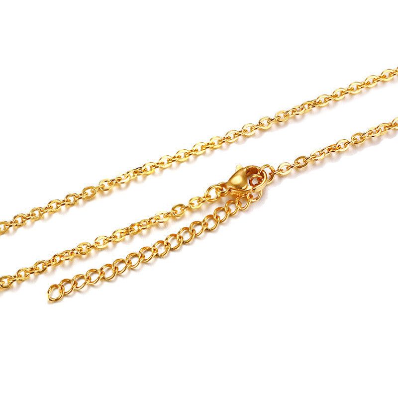 2mm Simple Fashion Pendant With Chain Neck Chain Necklace Jewelry 2 Colors Gift