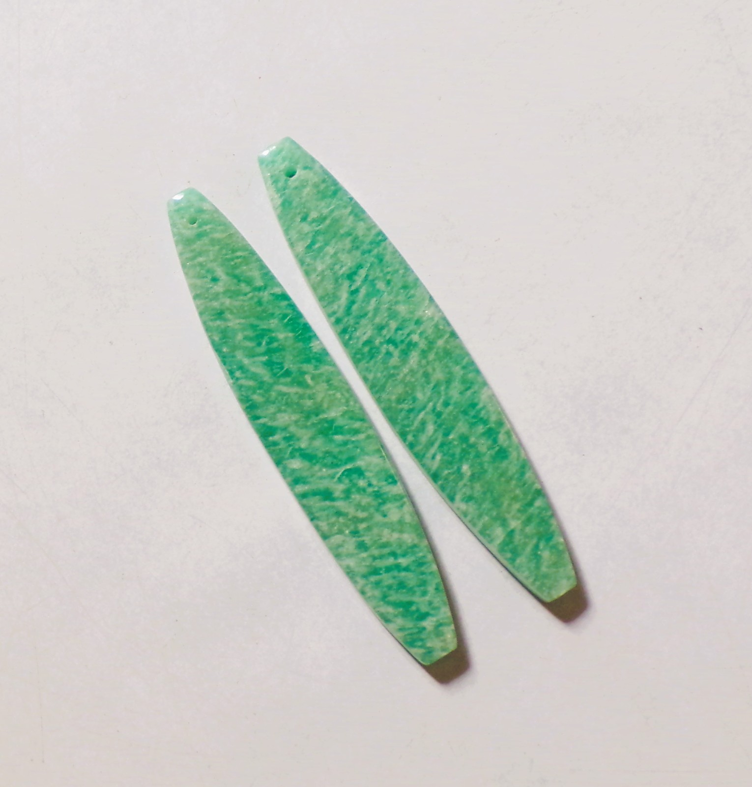 58.40 Cts Natural Amazonite Drilled Cabochon Match Pair Gemstone 60X12MM A58