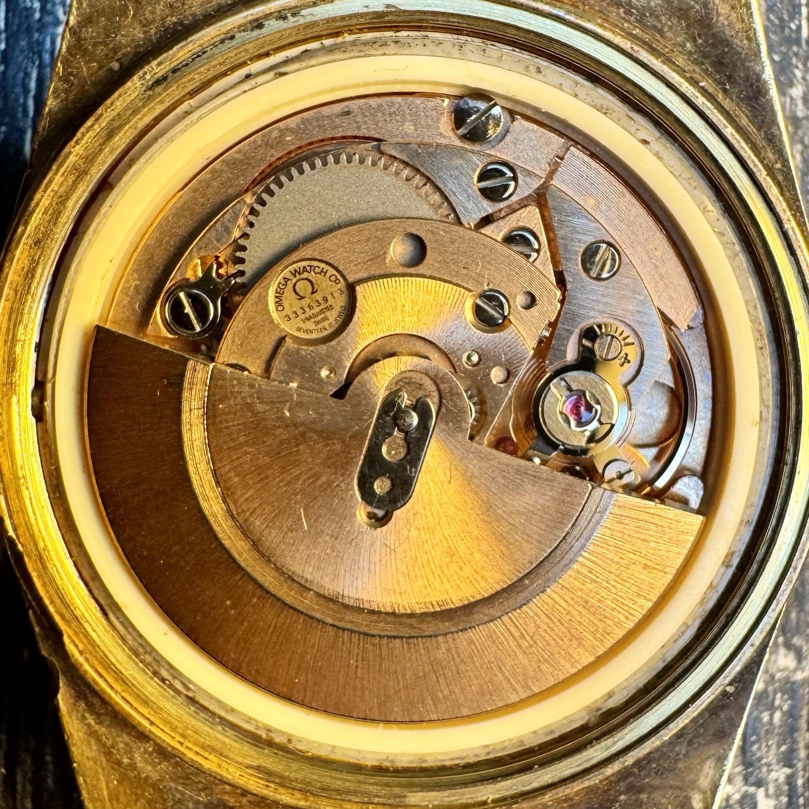Vintage 1970s Omega Automatic Gold Plated Barcode 166.0118 cal 1480 Swiss 36mm
