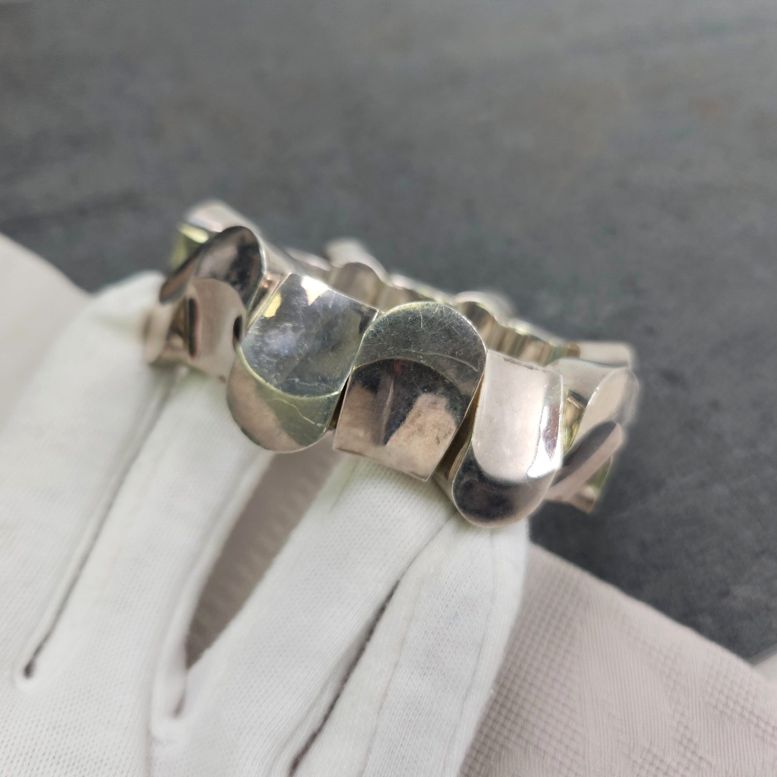 Sterling Silver Taxco Mexico TM-153 Antonio Pineda Design Panel Bracelet 7″