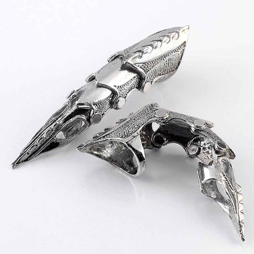 Men’s Knuckle Joint Full Finger Double Ring Punk Rock Gothic Hinged Activity …
