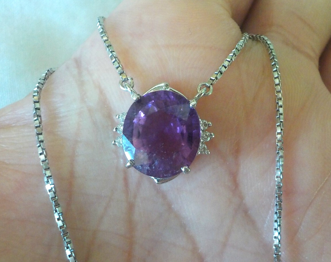 Platinum Unique Purple Tourmaline Diamond Necklace – 7.36 gms, 16.3 in, 3.79 ctw