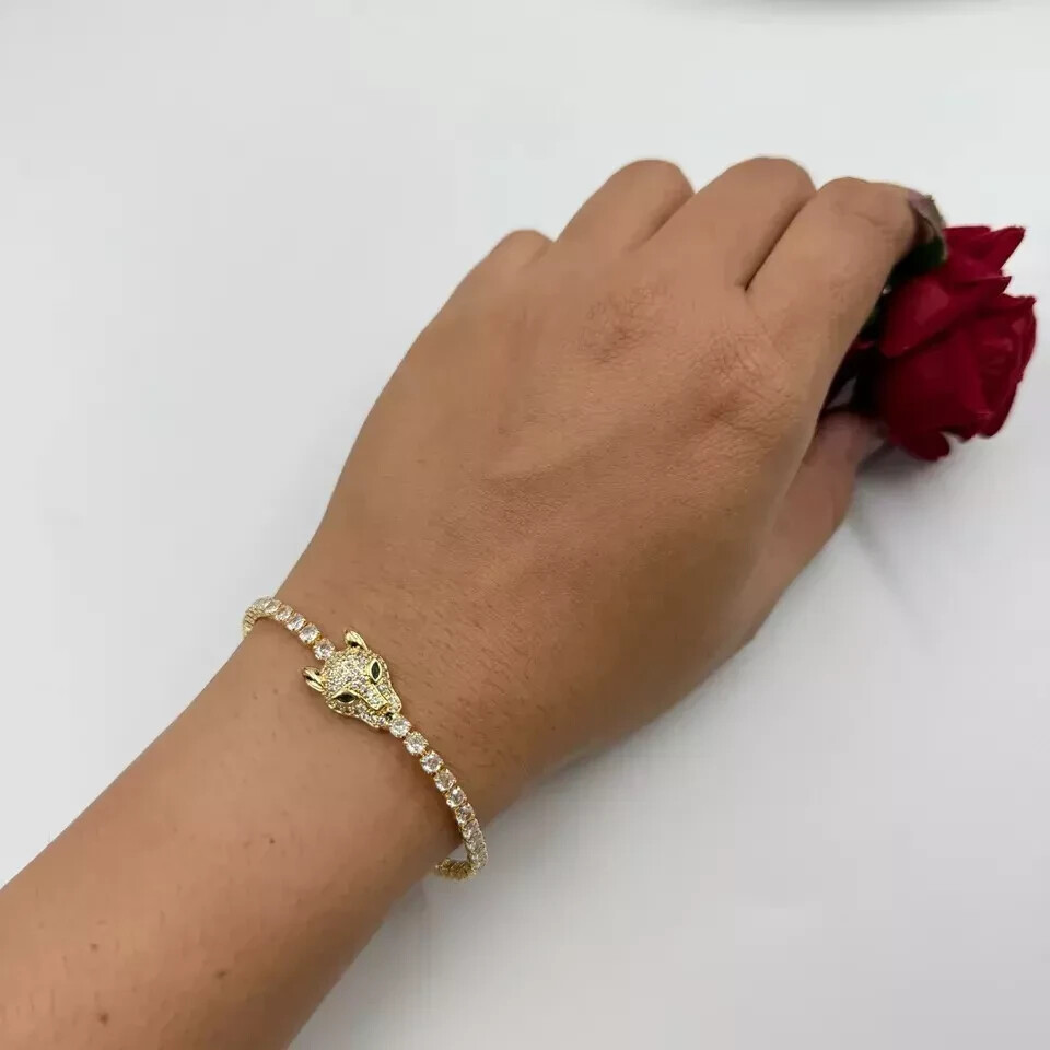 7.21 Ct Round Simulated Diamond 925 Silver Women’s Panther Fancy Tennis Bracelet