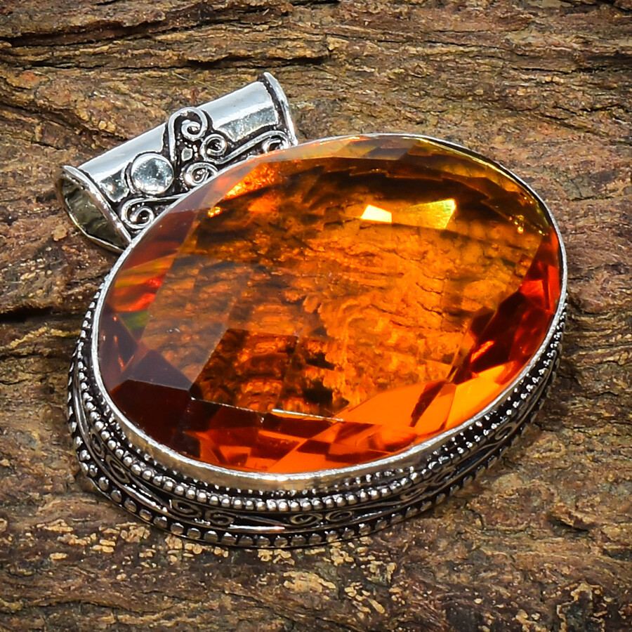 AAA+ Citrine Gemstone Handmade 925 Sterling Silver Jewelry Oval Cut Pendant