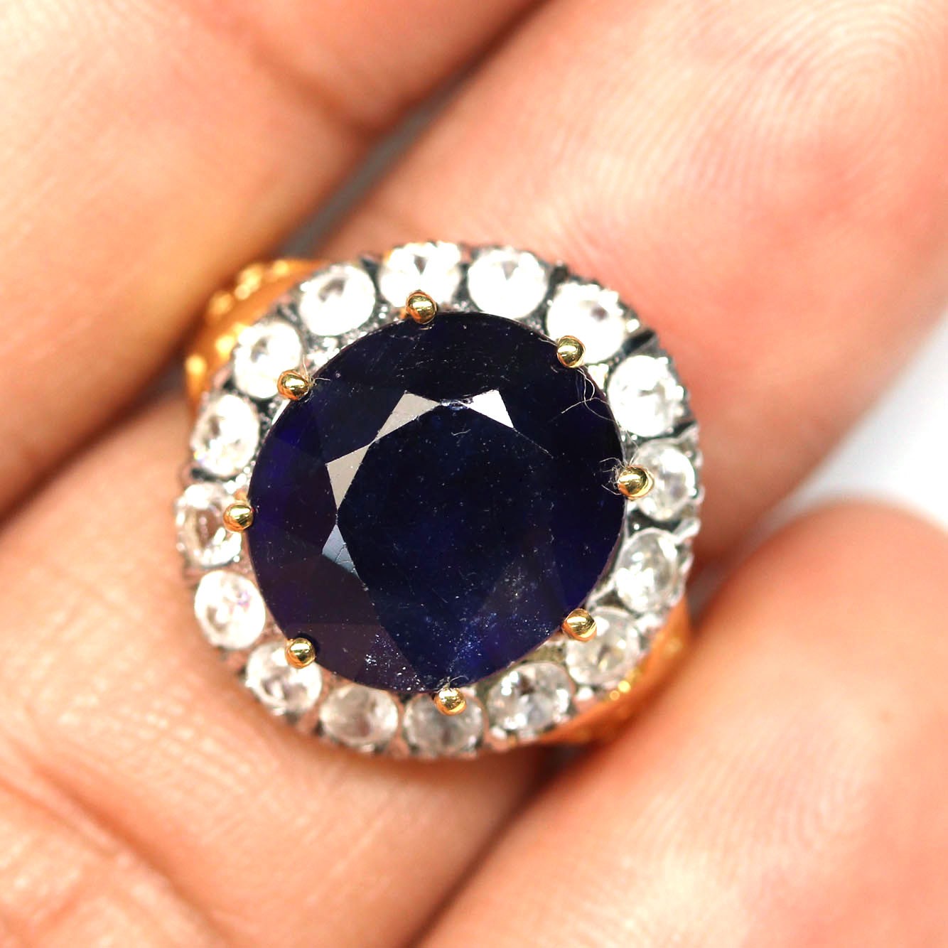 Ready to Ship 925 Silver 10 x 12mm. Blue Sapphire(10.05ct) Zircon Ring Size 4.75