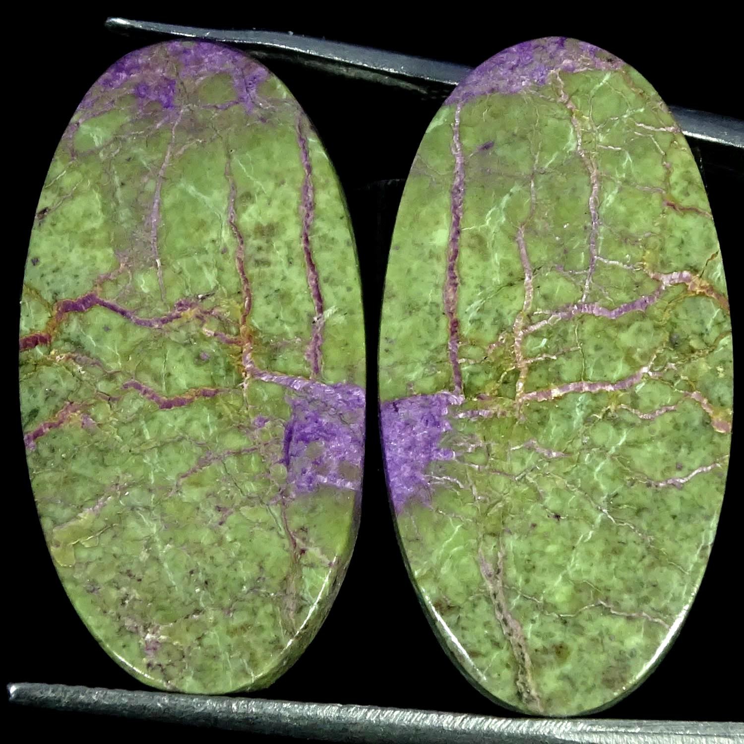 25.60Cts Natural Purple Stichtite Oval Cabochon Pair Earrings Supply 14X27X3MM
