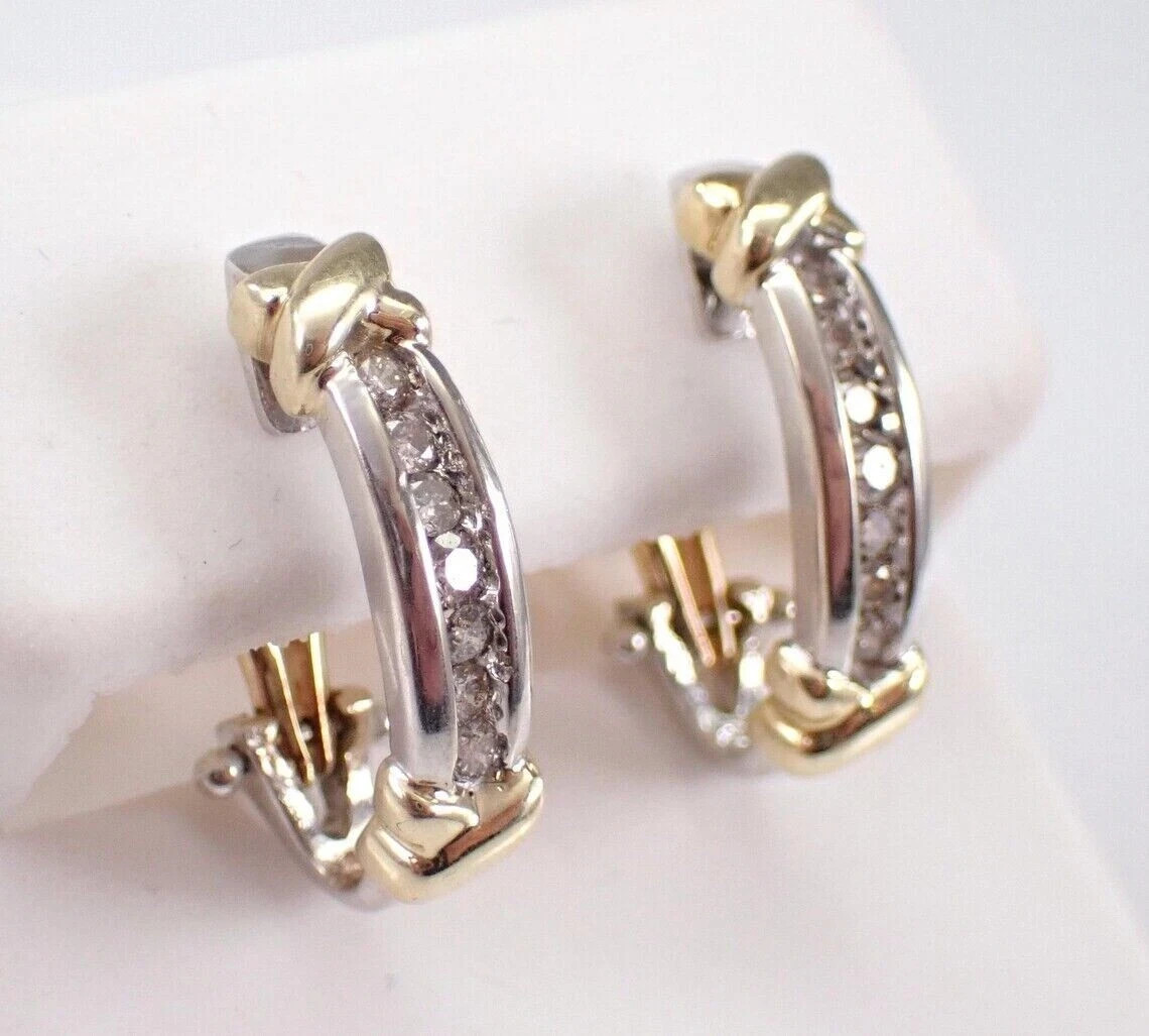 2Ct Round Cut Lab Created Diamond Women’s Hoop Earrings 14k Two Tone Gold Plated