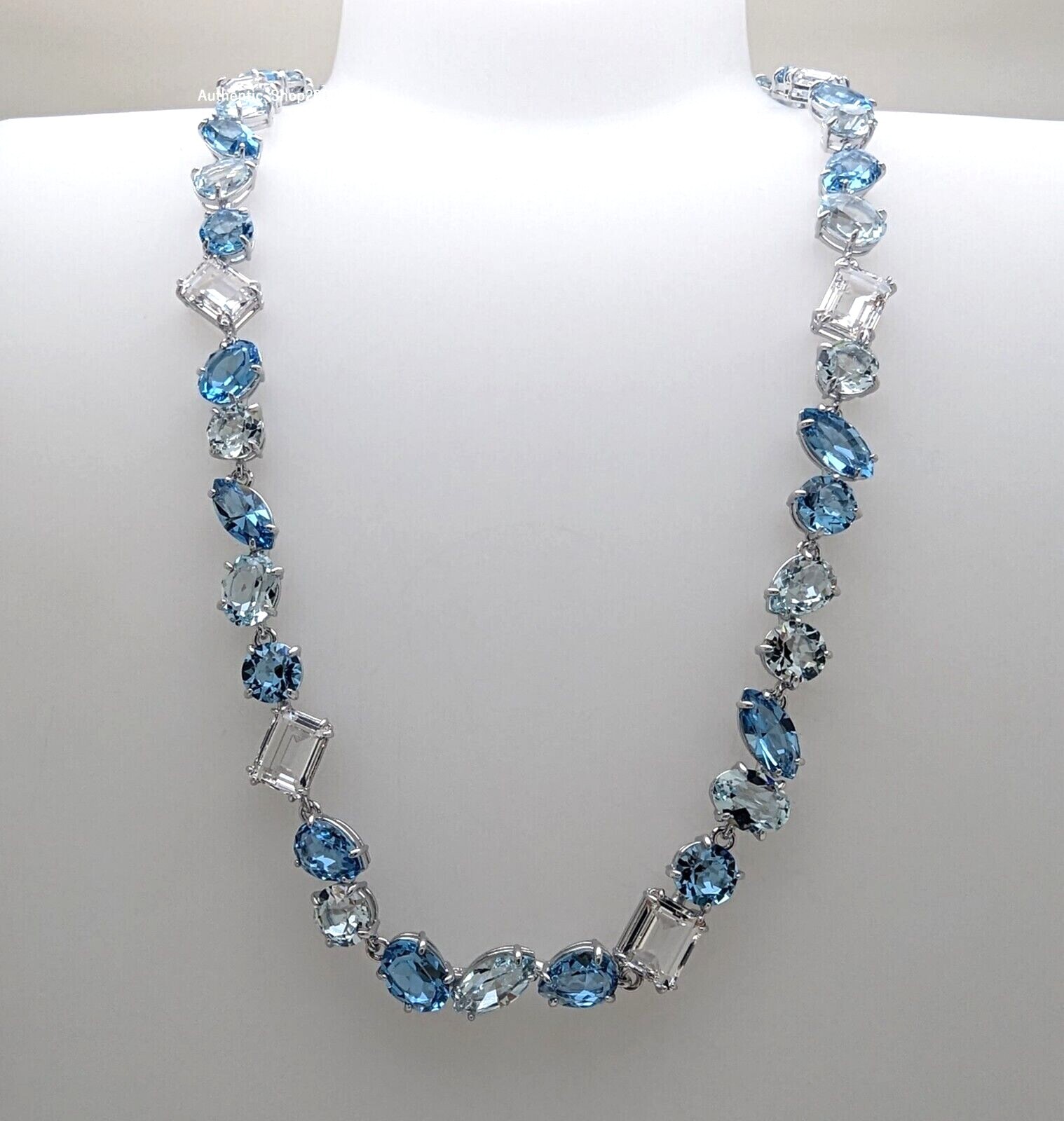 New 100% Authentic SWAROVSKI Bohemian Mixed Blue Crystals Gema Necklace 5666007