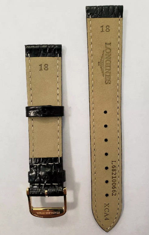 Longines Semi Matt Black Calf Leather Strap 18mm