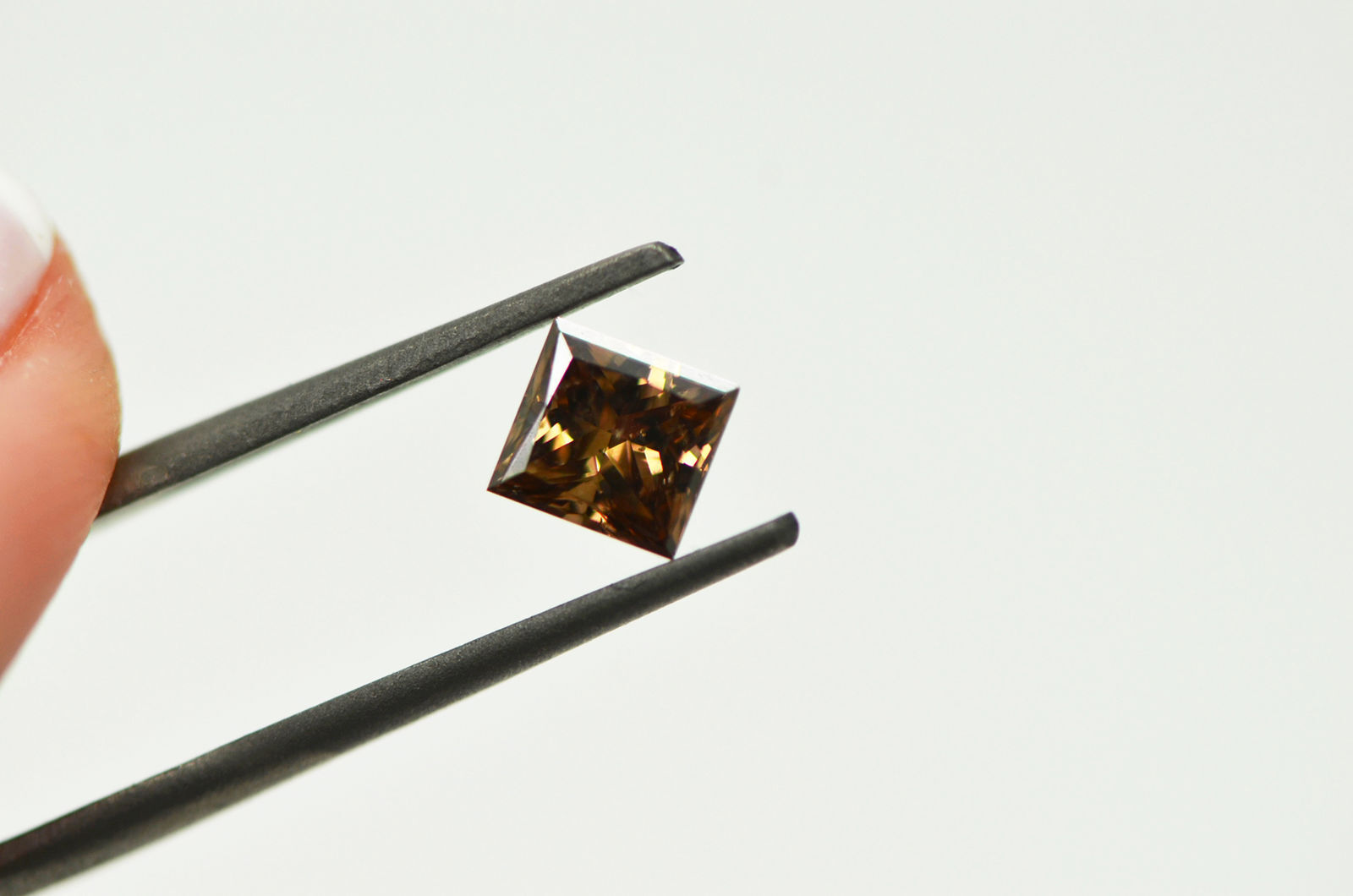 Princess Diamond Loose Fancy Brown Color SI1 Enhanced 5.11X4.77MM 0.70 Carat