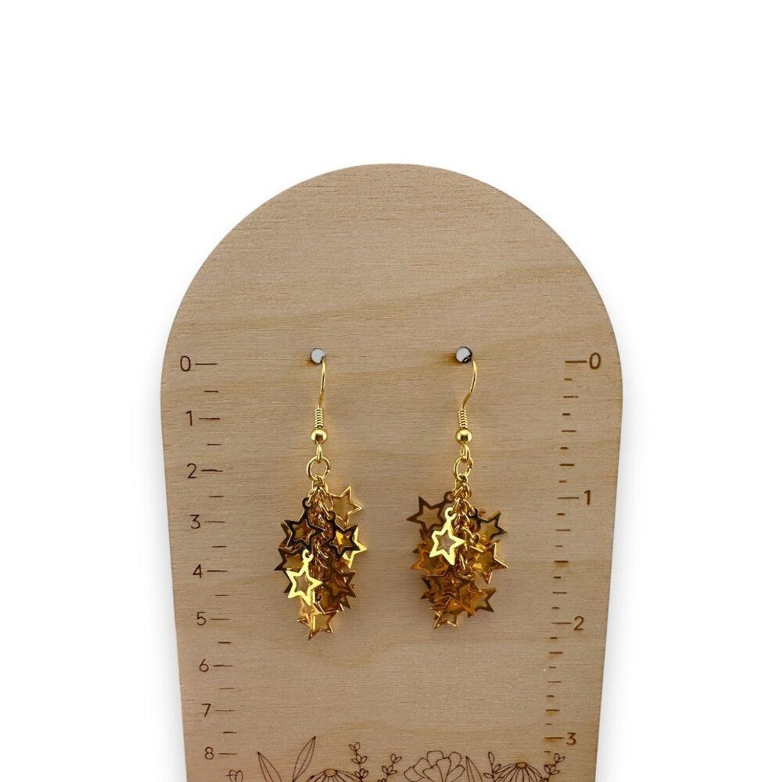 Gold Plated Stars Cluster Earrings Statement Earrings Gold Plated Ear Wire