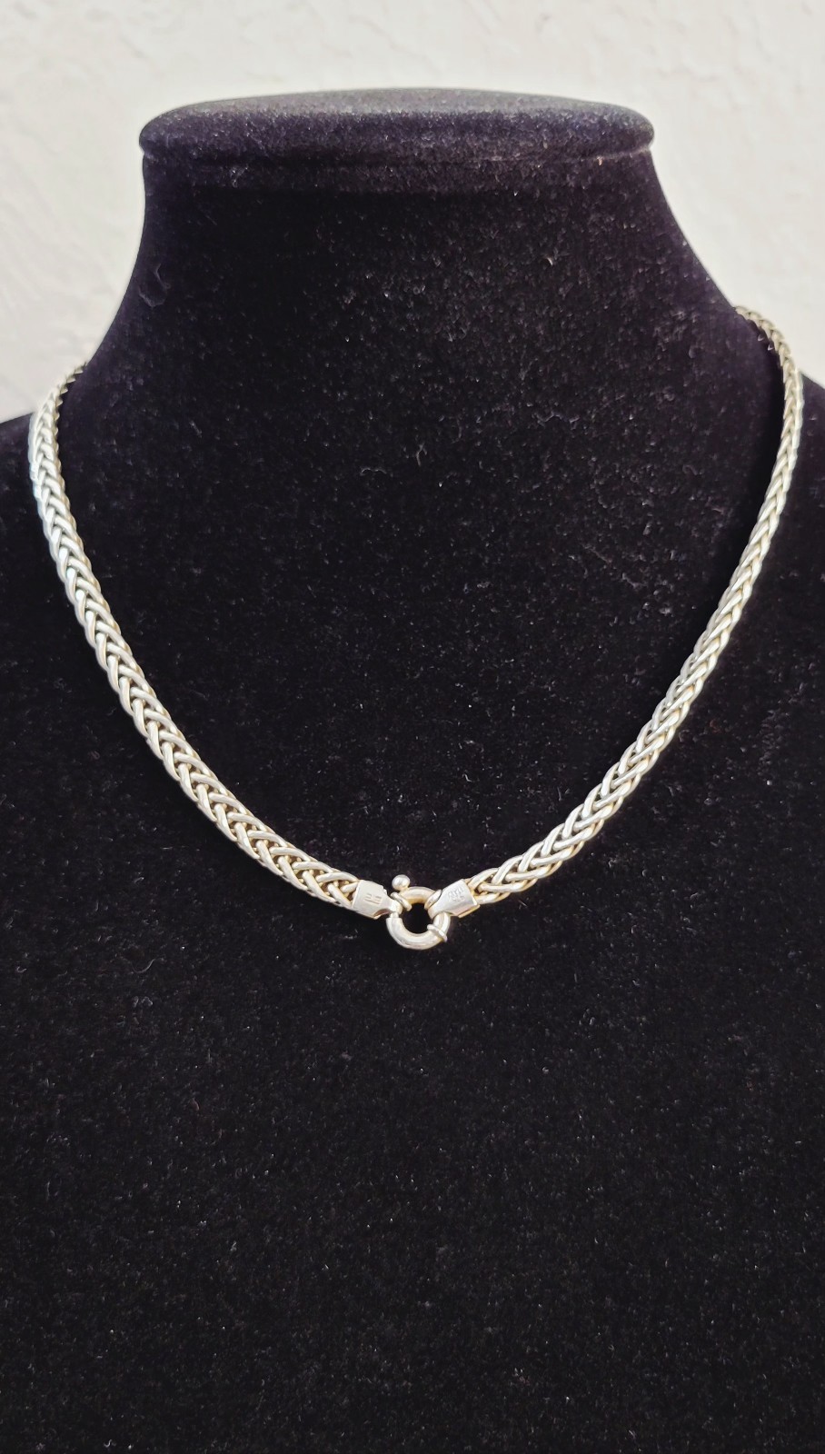 Solid Heavy Sterling Italian Foxtail Necklace Luxurious 18″ 31.4 Grams Stamped