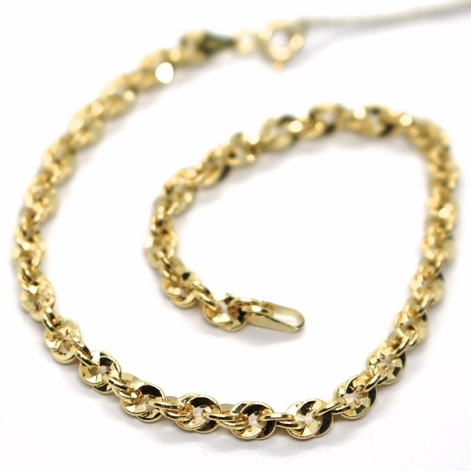 18K YELLOW GOLD ROPE BRACELET 7.5 INCHES BRAIDED INFINITE FACETED ALTERNATE LINK