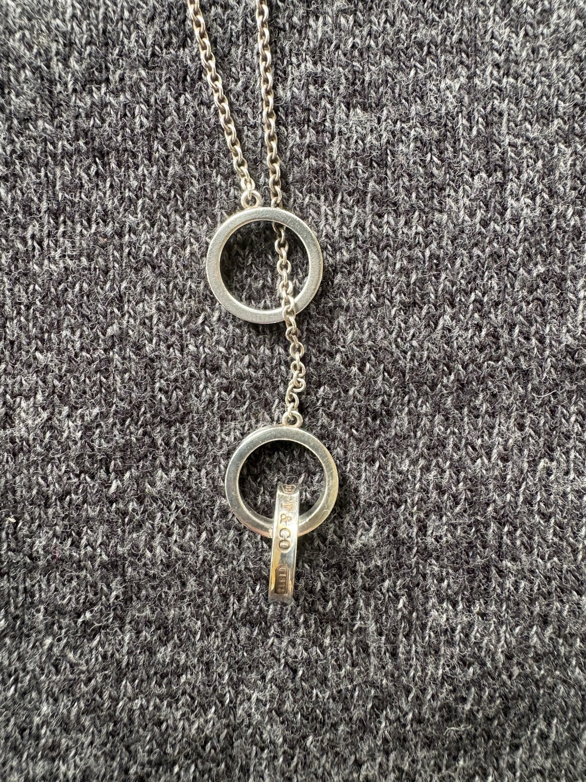 Tiffany & Co. 925 Sterling Silver Interlocking Round Lariat Necklace 18”