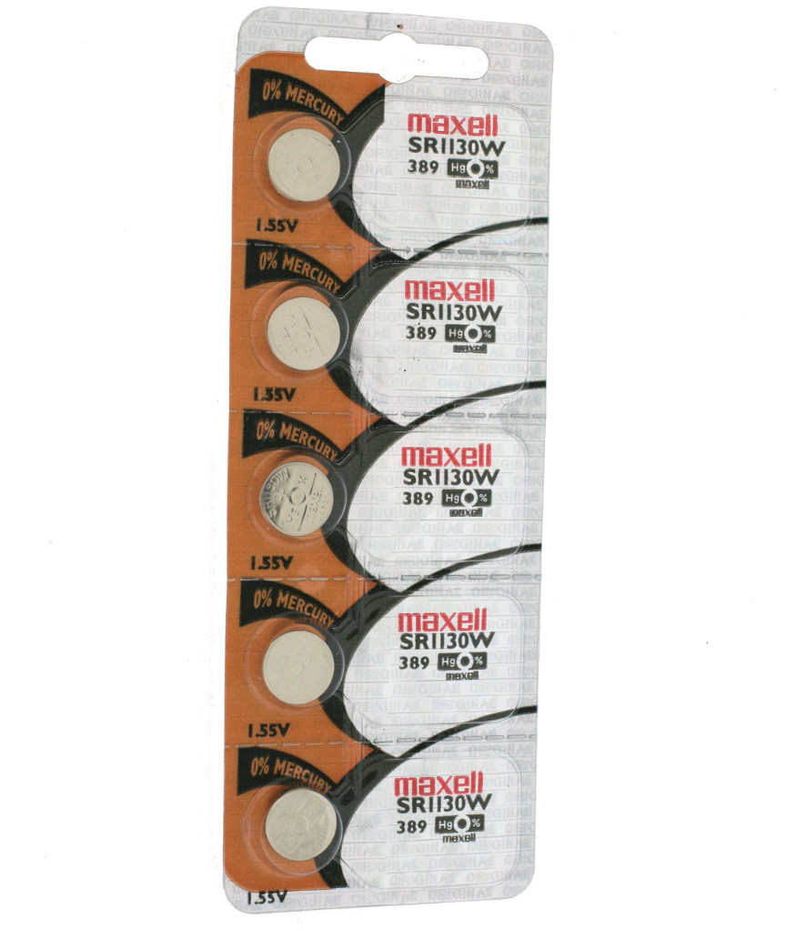 Maxell 389 (SR1130W) 1.55V Silver Oxide Watch Batteries – Pack of 100 Batteries