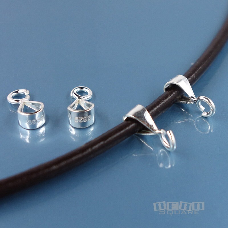 4 Solid Sterling Silver Smooth Pendant Bail Connectors w/Open Loop 11.8mm #33432