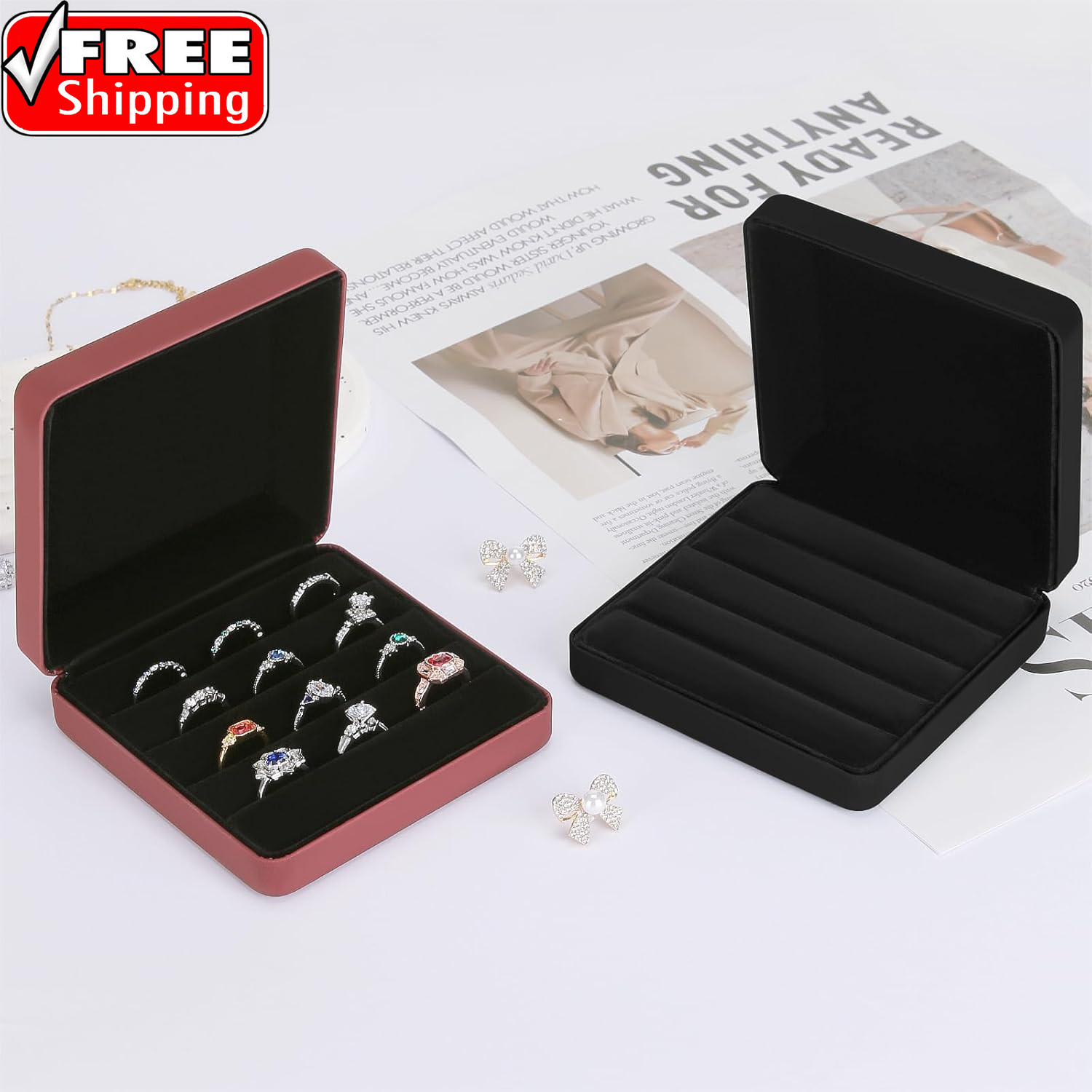 Ring Storage Organizer Box for Multiple Rings, Travel Portable Jewelry Ring Stud