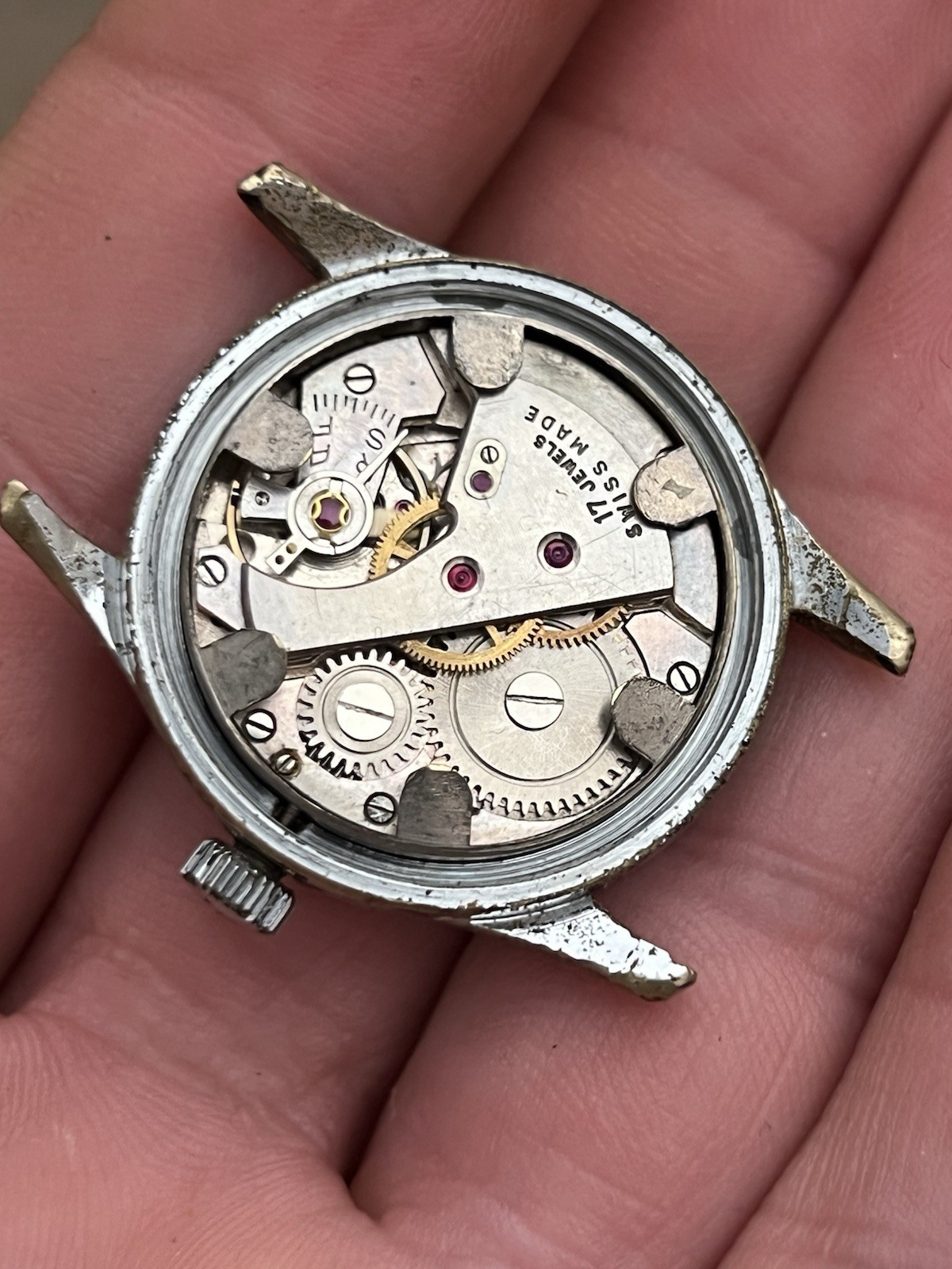 Vintage Military Liwaco Swiss Made Manual 17 Jewels 29 mm Working Untested