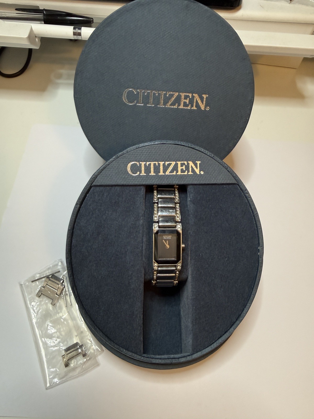 Citizen Eco-Drive Women’s Silver Bracelet Watch Black Dial G620-S077656