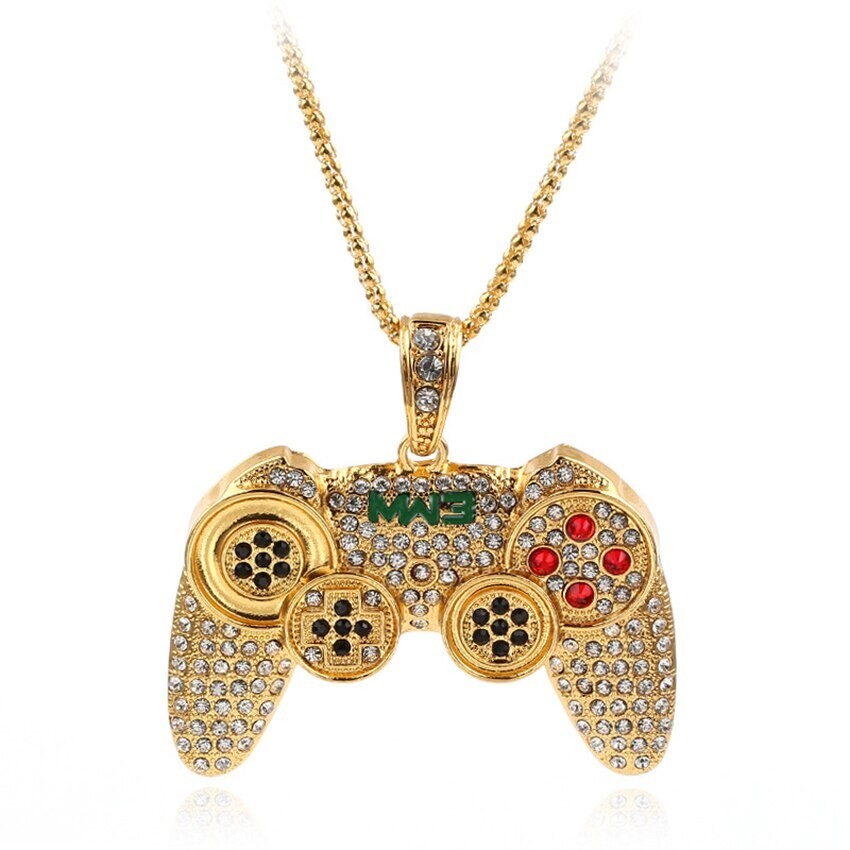 Iced Gold Gaming Controller Necklace, Video Game, XBOX PS2 PS3 PS4 PS5