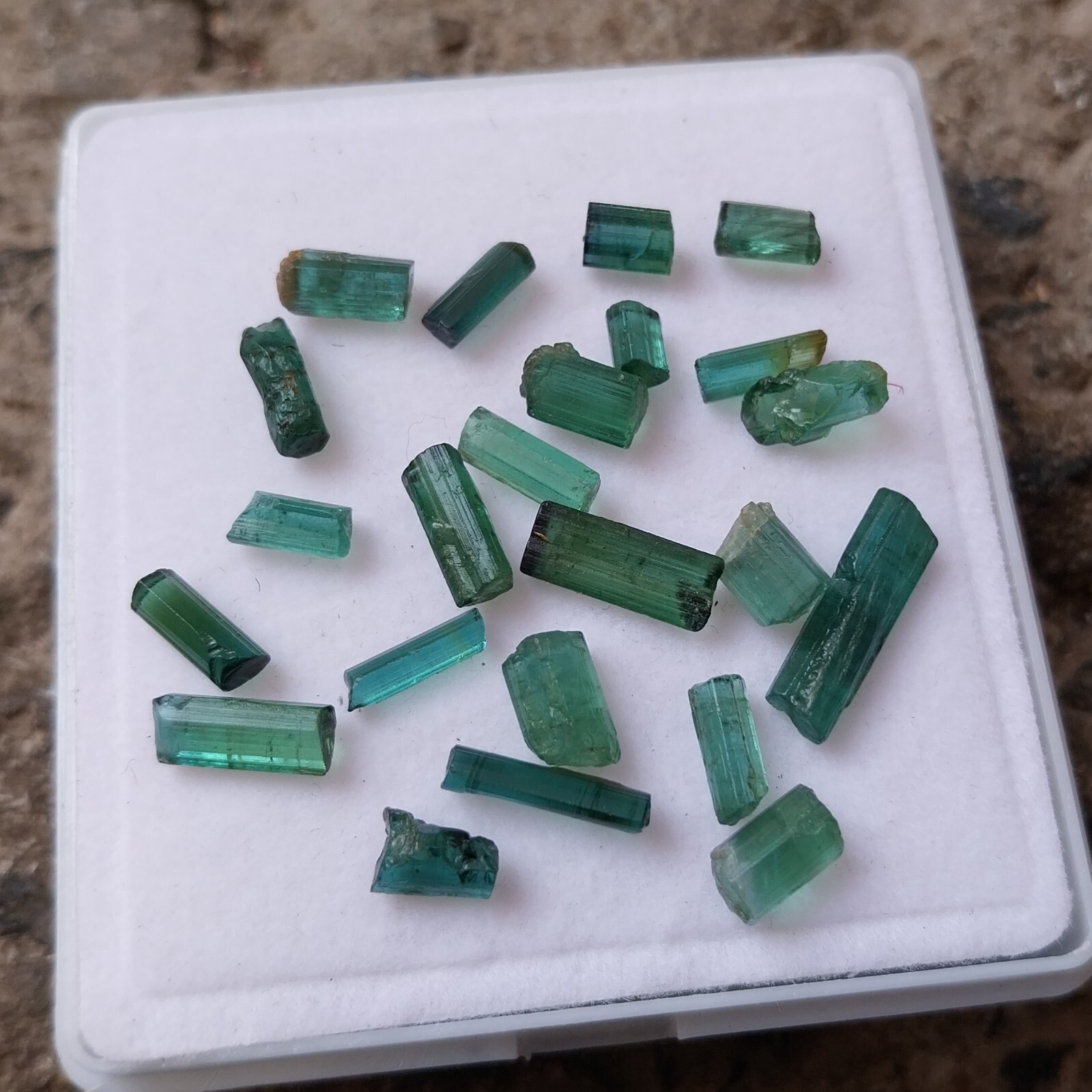 24 Carat Natural Greenish Blue Color Tourmaline Rough Pencil 23 PCS Lot