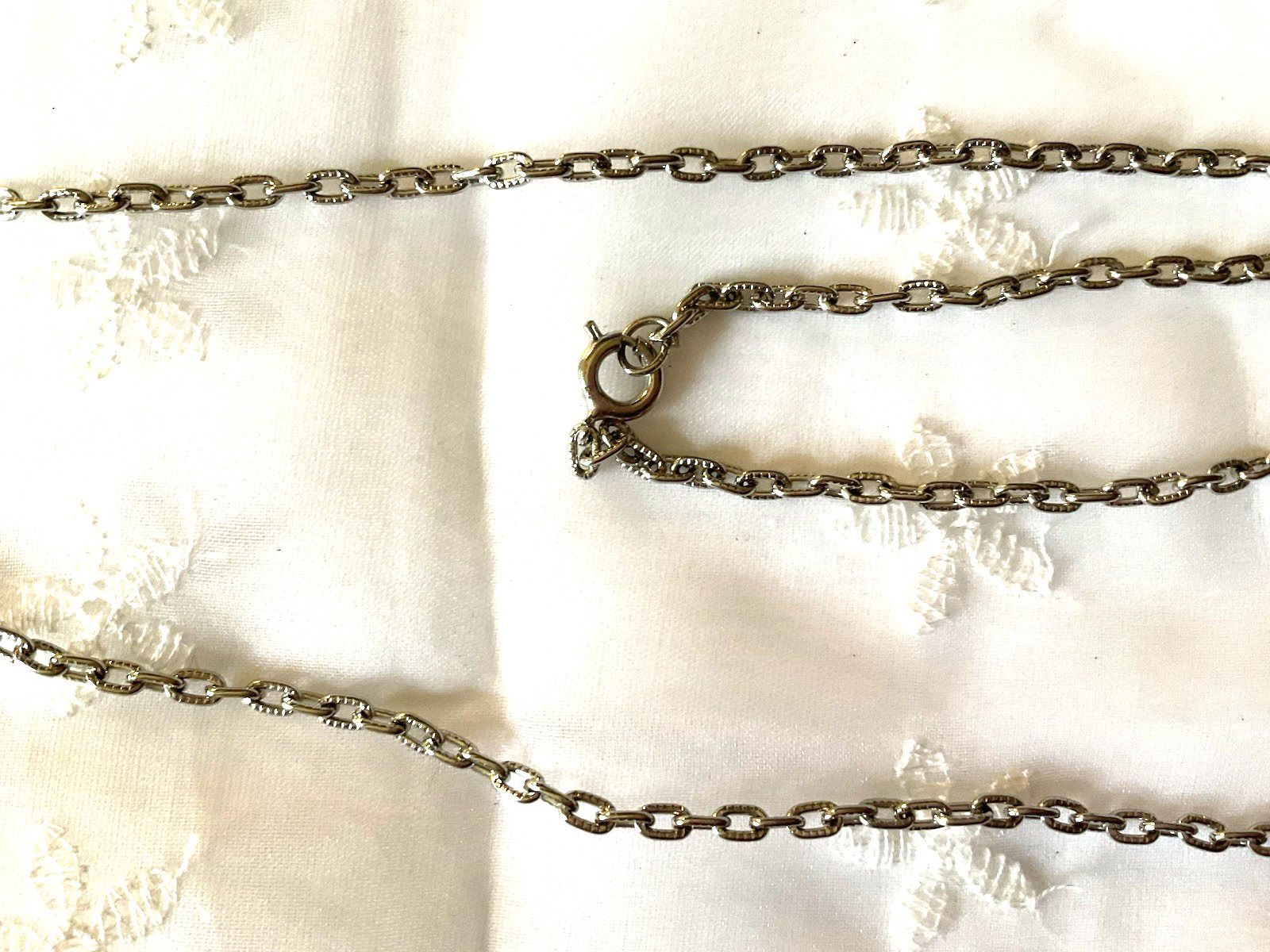 Necklace 24 Inch Long Chain Silver Tone Unmarked Good Condition