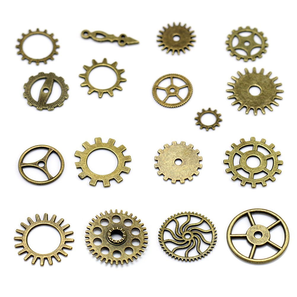 17Pcs Alloy Gear Pendant Charms Bulk for DIY Jewelry Making Golden Steampunk
