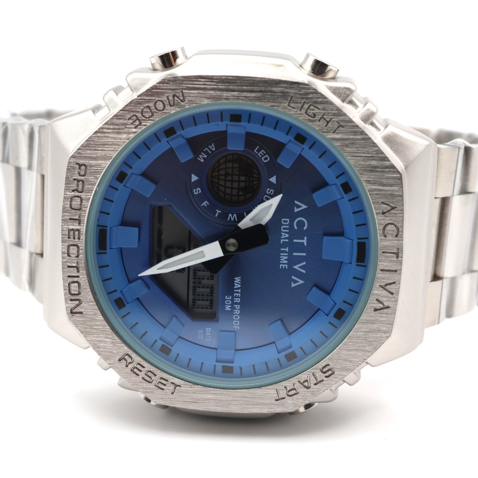 Invicta Activa Signal X Analog Digital Watch 45.5mm Silver Blue ACWM423-004