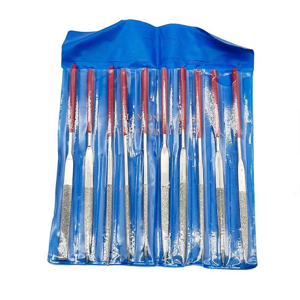 10pc Diamond Needle File Set Titanium Plated Jewelry Glass Stone Metal Tool 140m