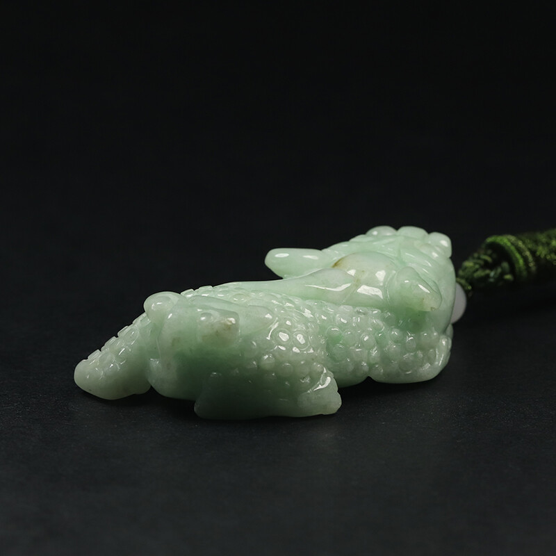 Certified Grade A 100% Natural Green Jadeite Jade Pendant Handmade Pixiu CF76907