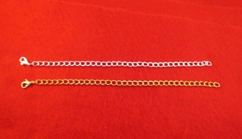 4 INCH GOLD & SILVER PLATED 4.8MM NECKLACE EXTENDER W/ LOBSTER CLAW SET