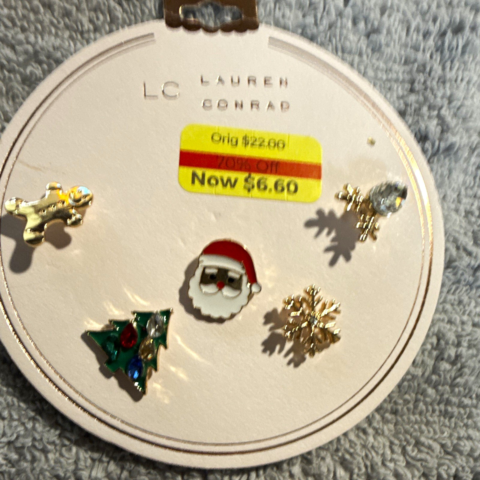 LC Lauren Conrad Gold Tone Enamel Pin Set of 5 Christmas Holiday Assorted