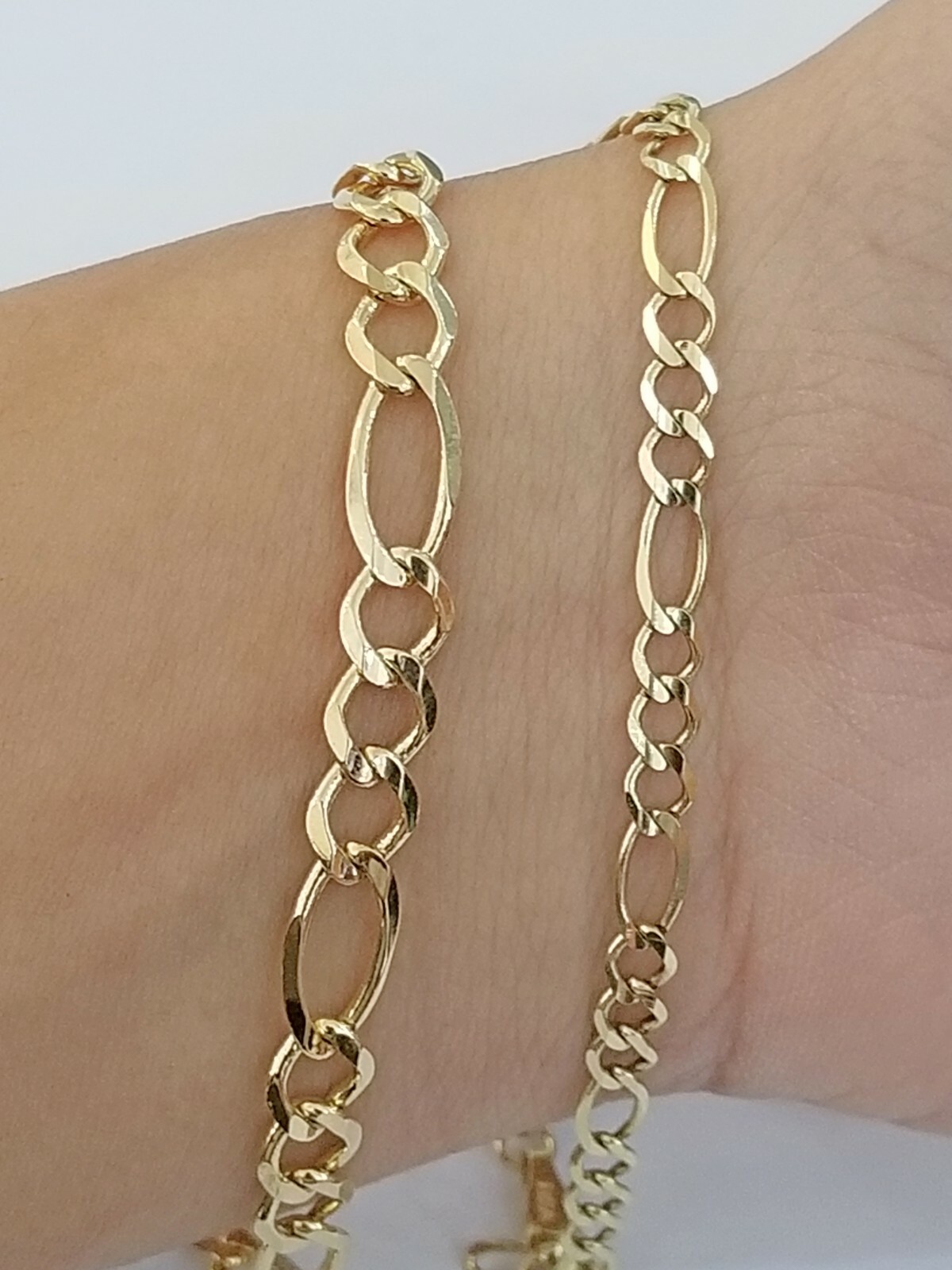 14k Yellow Gold Solid Cuban Figaro Link Bracelet lobster Lock 8″ inch Men Women